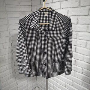 Christopher & Banks Ladies Size Large Black & White Checkered Lightweight Jacket